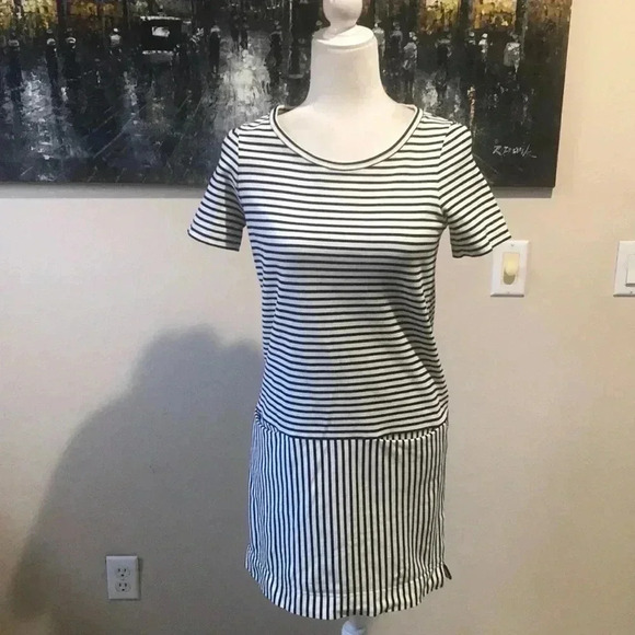 Madewell 100% Cotton Striped Front Pocket Short sleeved Mini Dress-Size XS - Picture 1 of 5